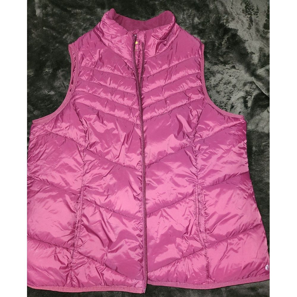 NWT Xersion Packable Vest Women 0X Purple Zip Pockets Casual Nylon Polyester